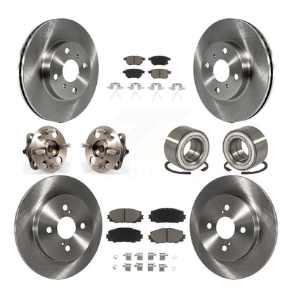 Hub Bearings Disc Brake Rotors And Pads Front Rear Kit (10Pc) For Toyota Yaris