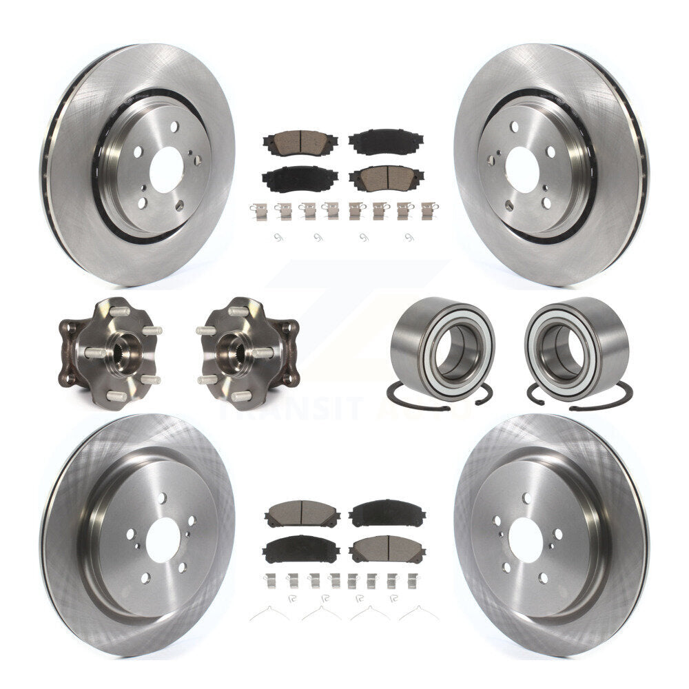 Hub Bearing Disc Brake Rotor Pads Front Rear Kit (10Pc) For 2016 Lexus RX350 AWD