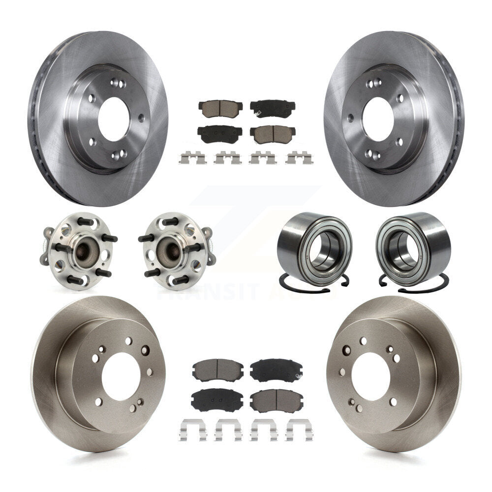 Hub Bearing Disc Brake Rotors And Pads Front Rear Kit (10Pc) For Hyundai Elantra