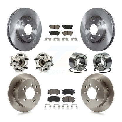 Hub Bearing Disc Brake Rotors And Pads Front Rear Kit (10Pc) For Hyundai Elantra