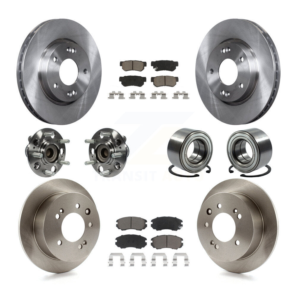 Hub Bearing Disc Brake Rotors And Pads Front Rear Kit (10Pc) For Hyundai Elantra