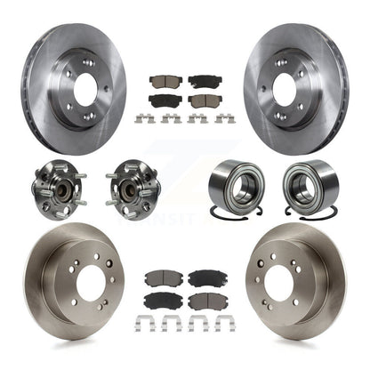 Hub Bearing Disc Brake Rotors And Pads Front Rear Kit (10Pc) For Hyundai Elantra