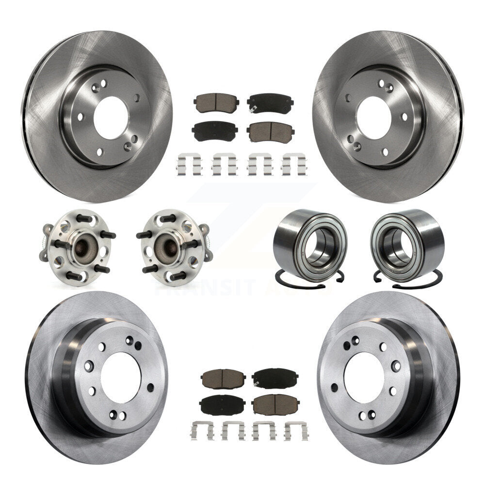 Hub Bearing Disc Brake Rotors And Pads Front Rear Kit (10Pc) For Hyundai Elantra