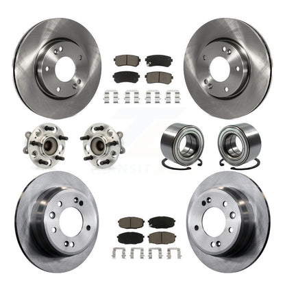 Hub Bearing Disc Brake Rotors And Pads Front Rear Kit (10Pc) For Hyundai Elantra