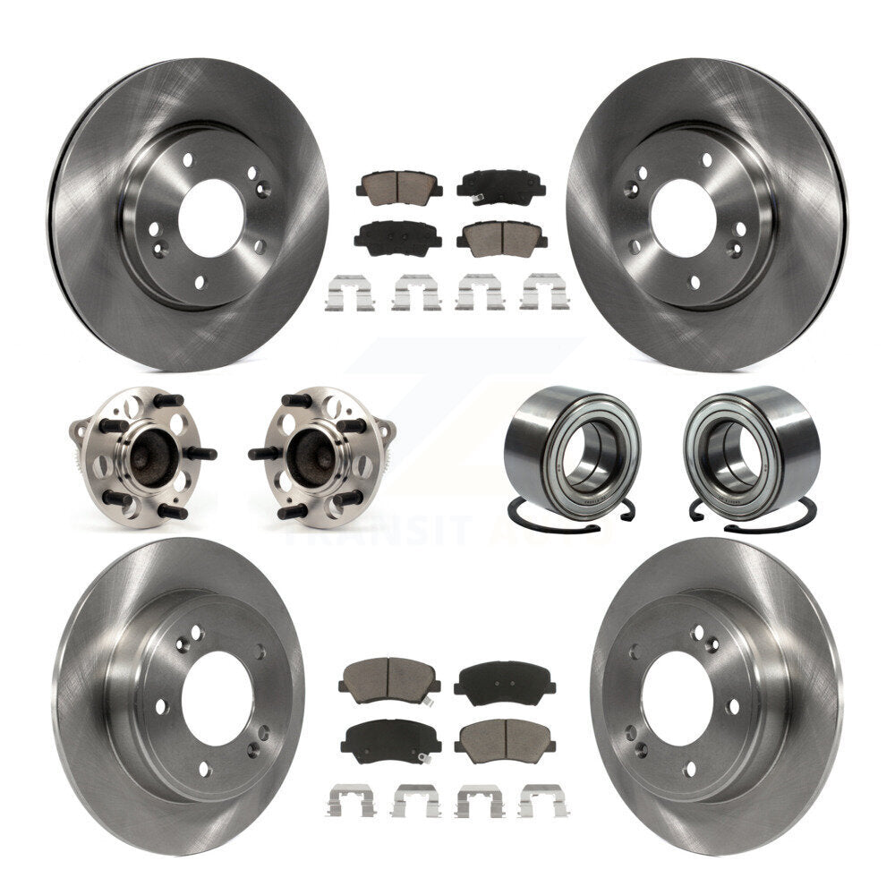 Hub Bearing Brake Rotor And Pad Front Rear Kit (10Pc) For Hyundai Elantra GT Kia