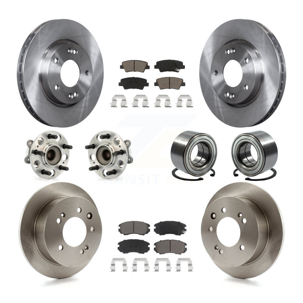 Hub Bearing Disc Brake Rotors And Pads Front Rear Kit (10Pc) For Hyundai Elantra
