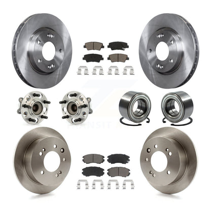 Hub Bearing Disc Brake Rotors And Pads Front Rear Kit (10Pc) For Hyundai Elantra