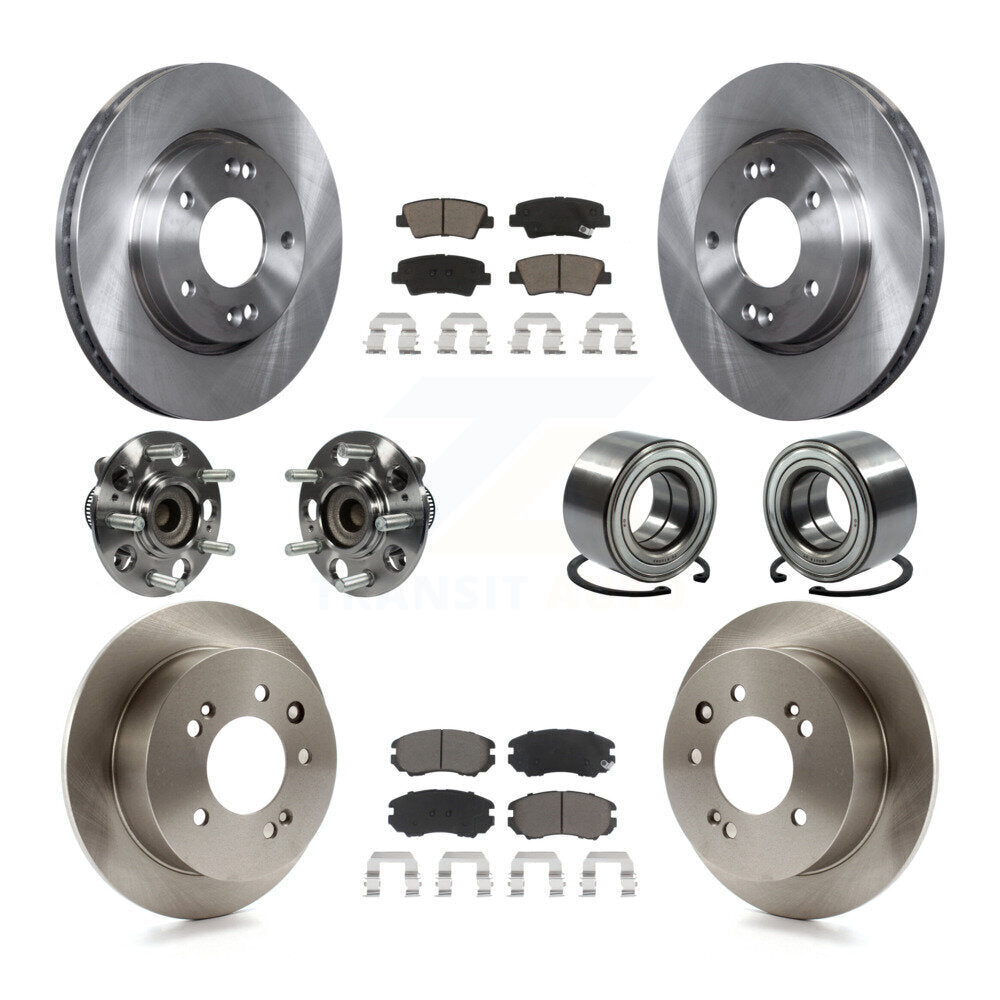Hub Bearing Disc Brake Rotors And Pads Front Rear Kit (10Pc) For Hyundai Elantra