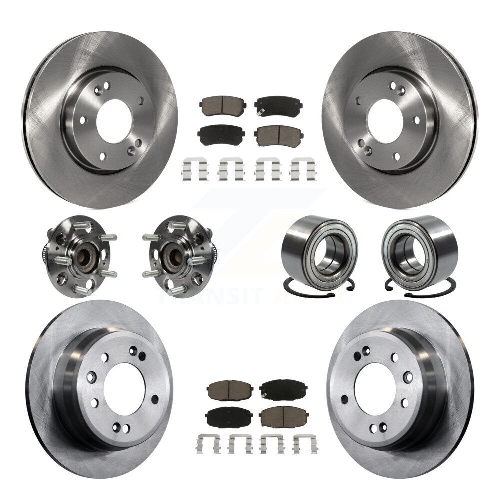 Hub Bearing Disc Brake Rotors And Pads Front Rear Kit (10Pc) For Hyundai Elantra