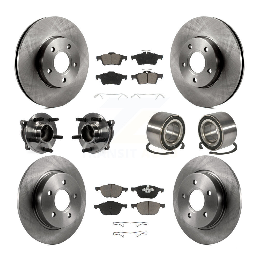 Wheel Hub Bearing Disc Brake Rotor And Pads Front Rear Kit (10Pc) For Ford Focus