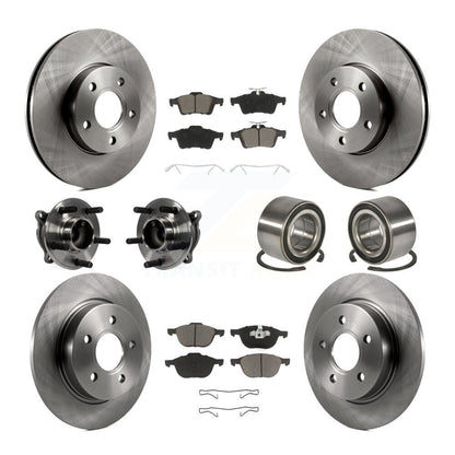 Wheel Hub Bearing Disc Brake Rotor And Pads Front Rear Kit (10Pc) For Ford Focus