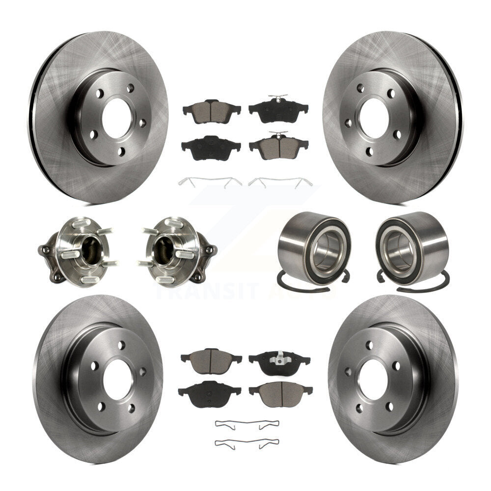 Wheel Hub Bearing Disc Brake Rotor And Pads Front Rear Kit (10Pc) For Ford Focus