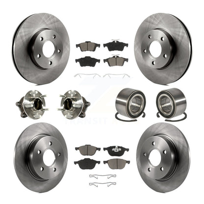 Wheel Hub Bearing Disc Brake Rotor And Pads Front Rear Kit (10Pc) For Ford Focus