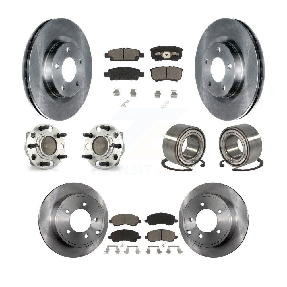 Hub Bearings Disc Brake Rotors And Pads Front Rear Kit (10Pc) For Dodge Caliber