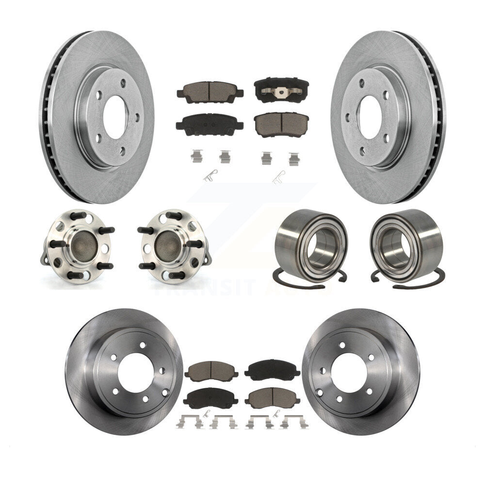 Hub Bearings Disc Brake Rotors And Pads Front Rear Kit (10Pc) For Dodge Caliber