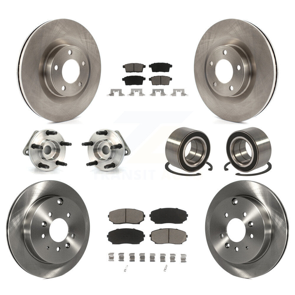 Hub Bearing Brake Rotor Pads Front Rear Kit (10Pc) For Ford Edge Lincoln MKX AWD