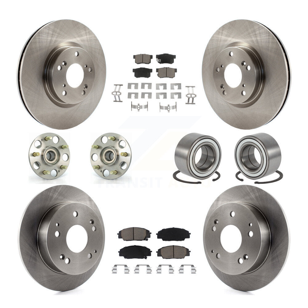 Hub Bearing Brake Rotor Pad Front Rear Kit (10Pc) For 2002-2006 Acura RSX Type-S