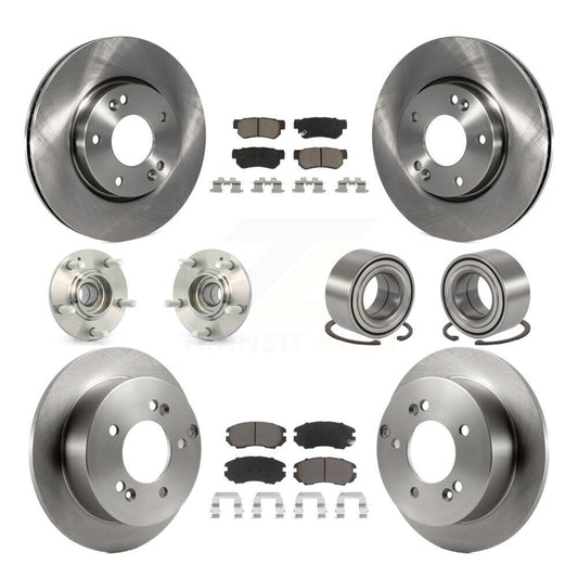 Hub Bearing Brake Rotor And Pad Front Rear Kit (10Pc) For Hyundai Tucson Kia FWD
