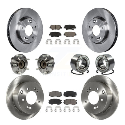 Hub Bearing Disc Brake Rotor And Ceramic Pads Front Rear Kit (10Pc) For Kia Soul