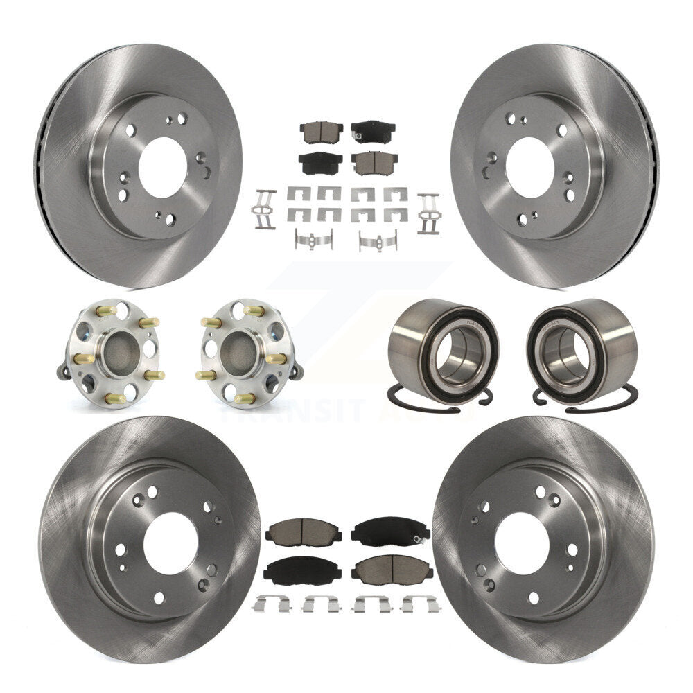 Wheel Hub Bearing Disc Brake Rotor And Pad Front Rear Kit (10Pc) For Honda Civic