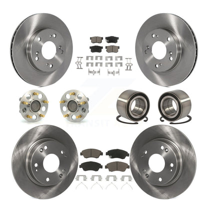 Wheel Hub Bearing Disc Brake Rotor And Pad Front Rear Kit (10Pc) For Honda Civic