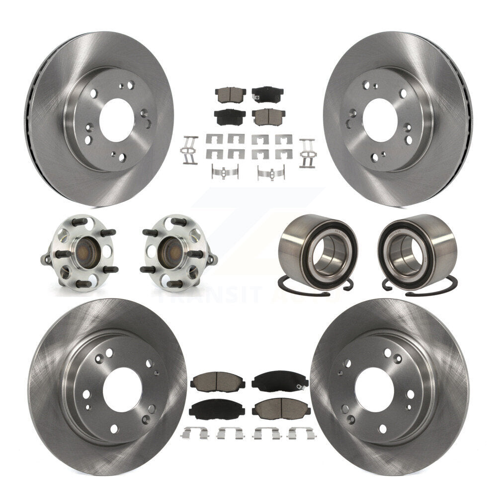 Wheel Hub Bearing Disc Brake Rotor And Pad Front Rear Kit (10Pc) For Honda Civic