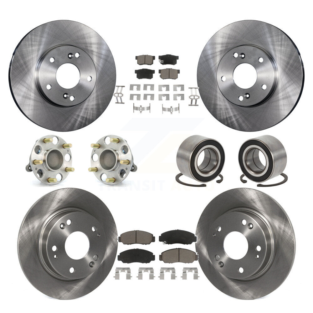 Hub Bearing Disc Brake Rotor And Ceramic Pad Front Rear Kit (10Pc) For Acura CSX