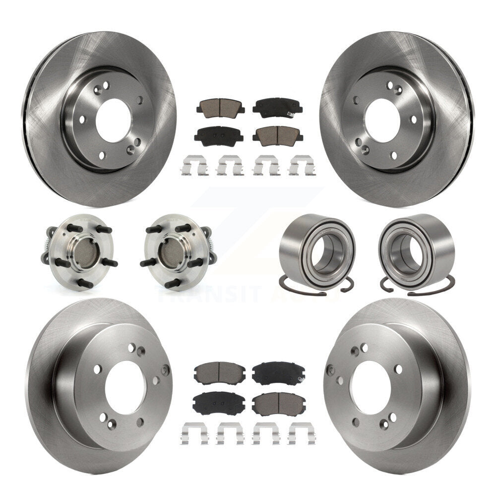 Hub Bearings Disc Brake Rotors And Pads Front Rear Kit (10Pc) For Hyundai Sonata