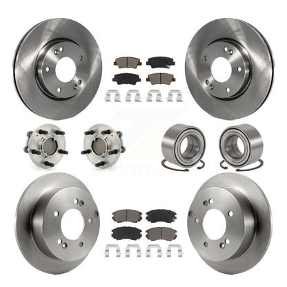 Hub Bearings Disc Brake Rotors And Pads Front Rear Kit (10Pc) For Hyundai Sonata