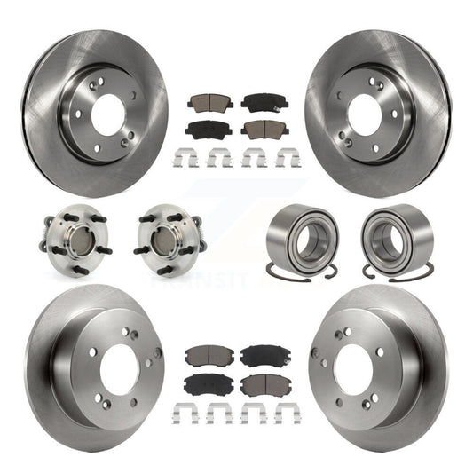 Hub Bearings Disc Brake Rotors And Pads Front Rear Kit (10Pc) For Hyundai Sonata