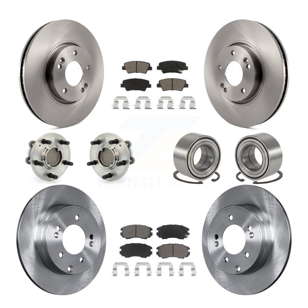 Hub Bearings Disc Brake Rotors And Pads Front Rear Kit (10Pc) For Hyundai Sonata