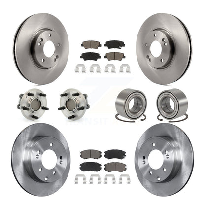Hub Bearings Disc Brake Rotors And Pads Front Rear Kit (10Pc) For Hyundai Sonata