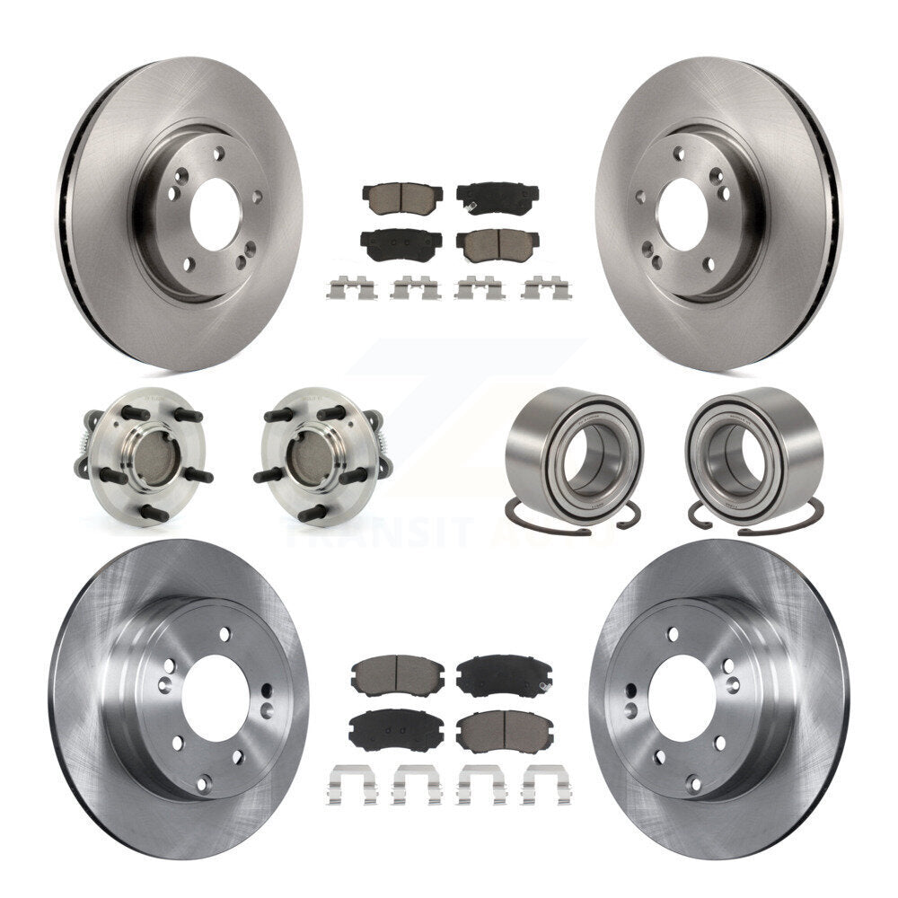 Hub Bearings Disc Brake Rotors And Pads Front Rear Kit (10Pc) For Hyundai Sonata