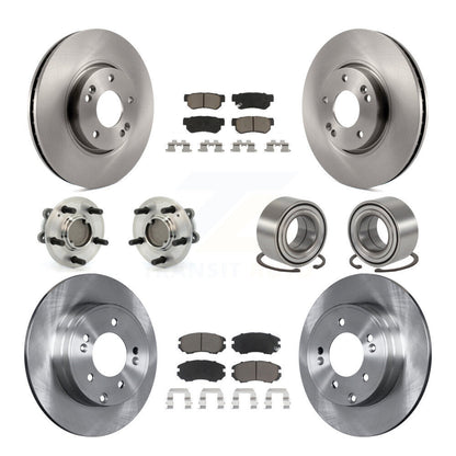 Hub Bearings Disc Brake Rotors And Pads Front Rear Kit (10Pc) For Hyundai Sonata