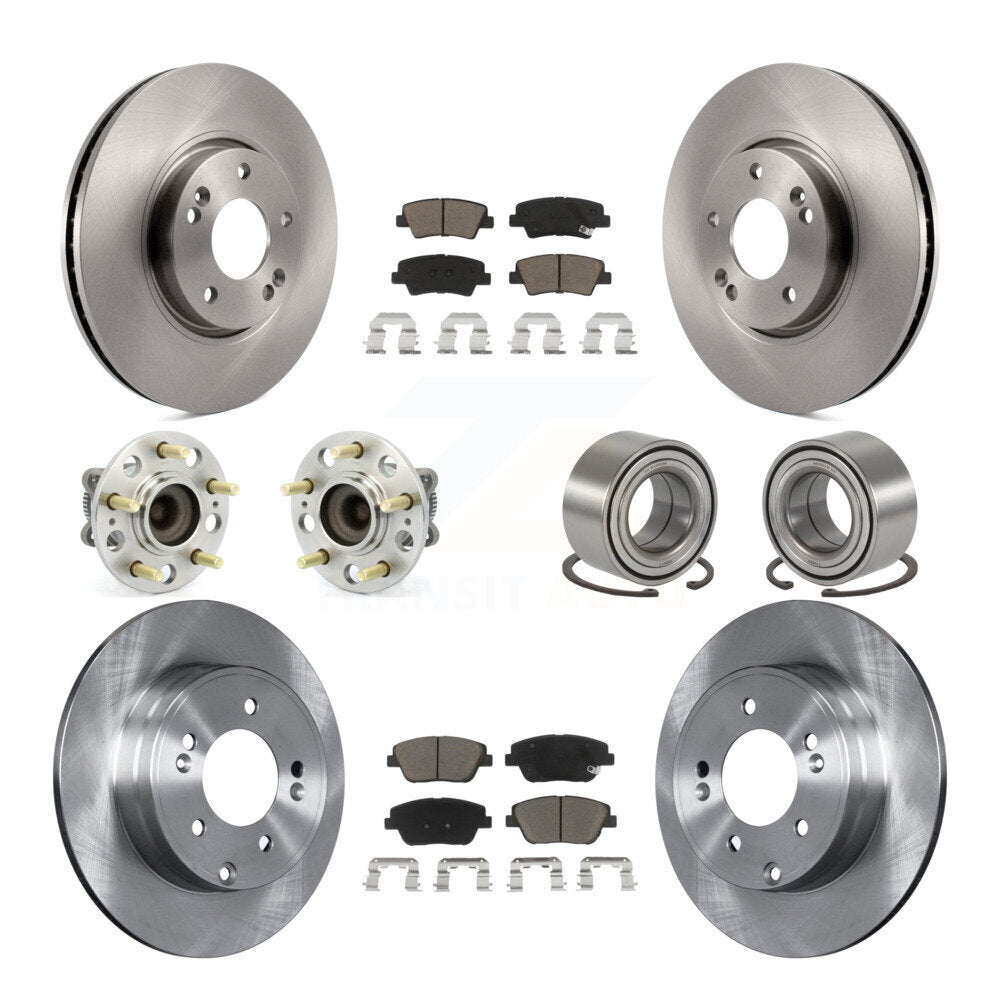 Hub Bearing Brake Rotor Pads Front Rear Kit (10Pc) For Hyundai Sonata Kia Optima