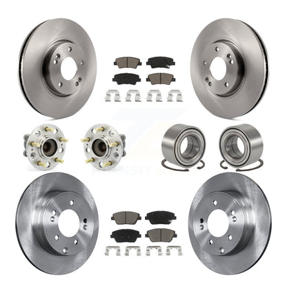Hub Bearing Brake Rotor Pads Front Rear Kit (10Pc) For Hyundai Sonata Kia Optima