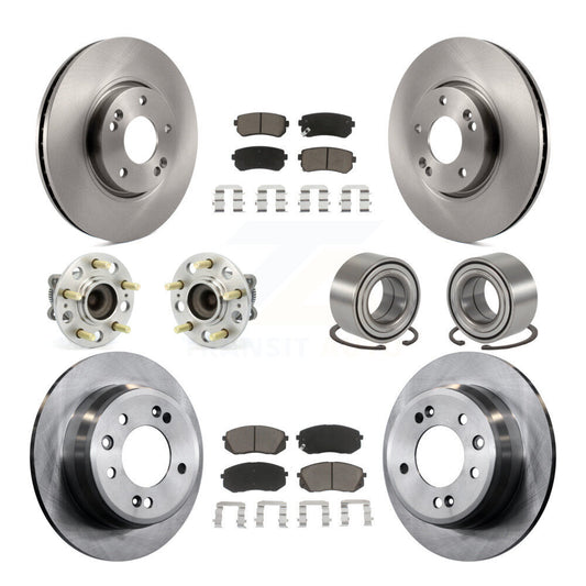 Hub Bearing Disc Brake Rotor & Pads Front Rear Kit (10Pc) For Hyundai Tucson Kia