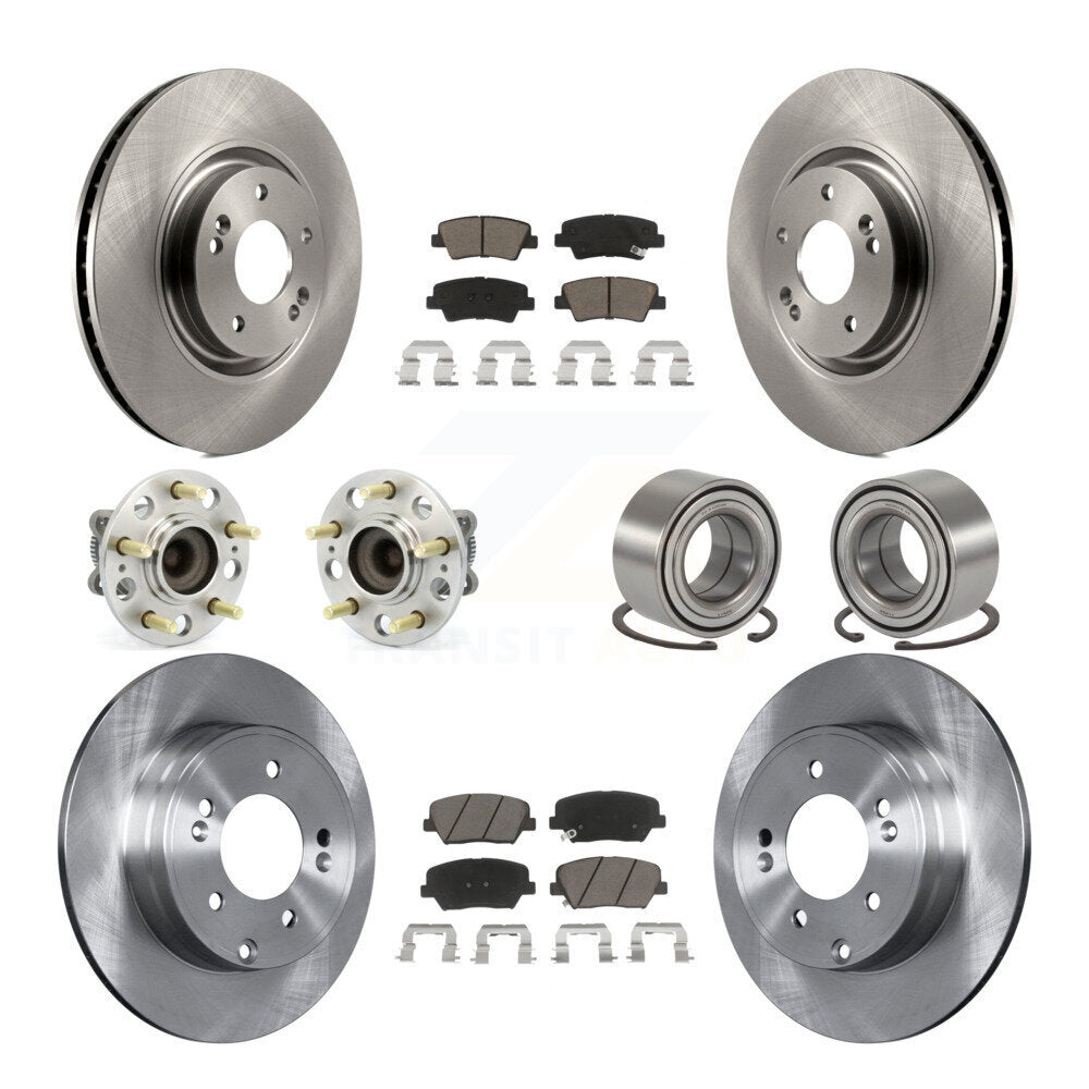 Hub Bearings Disc Brake Rotors And Pads Front Rear Kit (10Pc) For Hyundai Azera