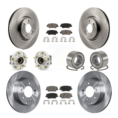 Hub Bearings Disc Brake Rotors And Pads Front Rear Kit (10Pc) For Hyundai Azera