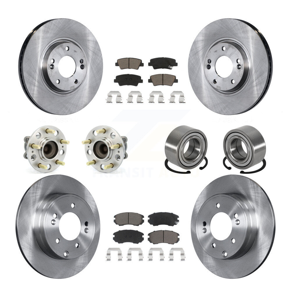 Hub Bearing Disc Brake Rotor & Pads Front Rear Kit (10Pc) For 2011 Hyundai Azera