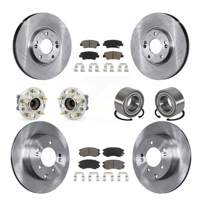 Hub Bearing Disc Brake Rotor & Pads Front Rear Kit (10Pc) For 2011 Hyundai Azera