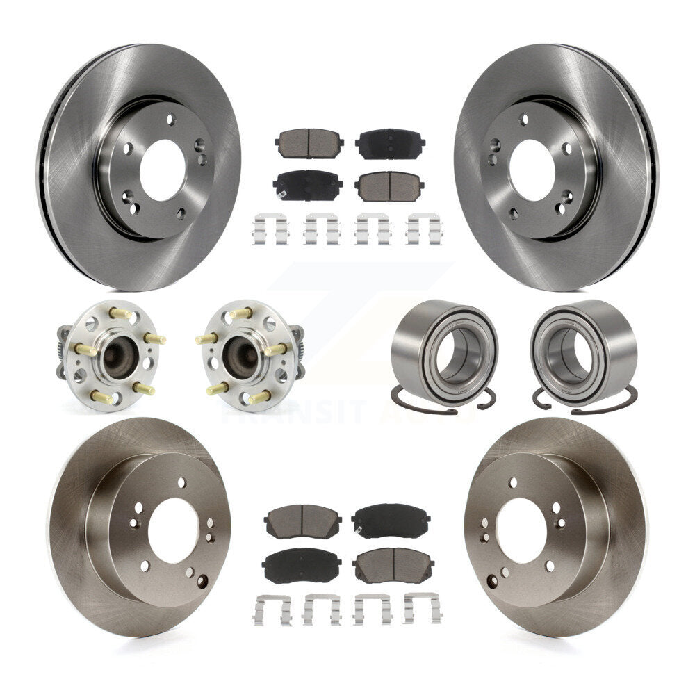 Hub Bearing Disc Brake Rotor & Pad Front Rear Kit (10Pc) For 2008-2009 Kia Rondo