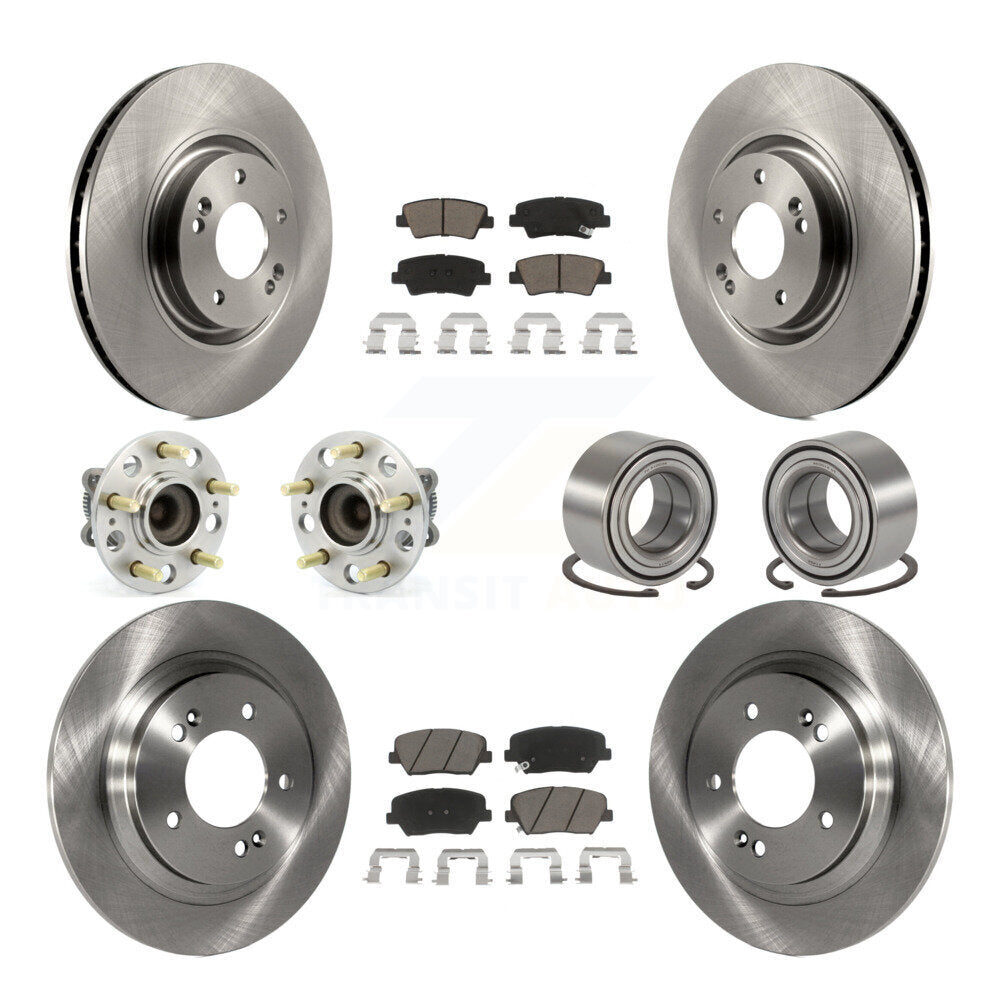 Hub Bearing Disc Brake Rotor Pad Front Rear Kit (10Pc) For Hyundai Azera Limited