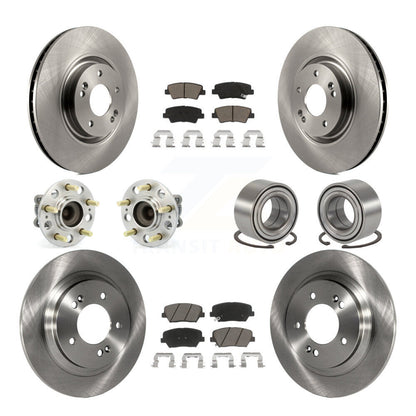 Hub Bearing Disc Brake Rotor Pad Front Rear Kit (10Pc) For Hyundai Azera Limited