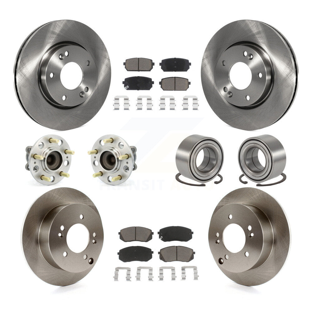 Hub Bearing Disc Brake Rotor & Pad Front Rear Kit (10Pc) For 2010-2012 Kia Rondo