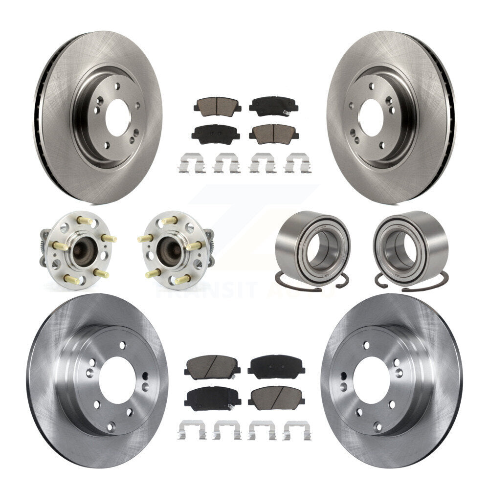 Hub Bearing Disc Brake Rotors And Pads Front Rear Kit (10Pc) For Kia Optima 2.0L