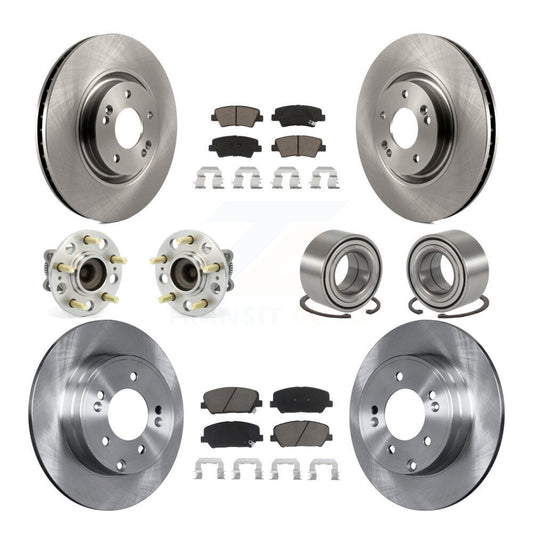 Hub Bearing Disc Brake Rotors And Pads Front Rear Kit (10Pc) For Kia Optima 2.0L