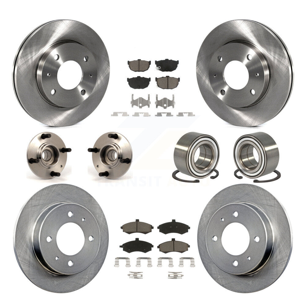 Hub Bearing Disc Brake Rotors And Pads Front Rear Kit (10Pc) For Hyundai Elantra