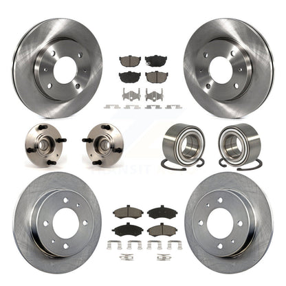 Hub Bearing Disc Brake Rotors And Pads Front Rear Kit (10Pc) For Hyundai Elantra