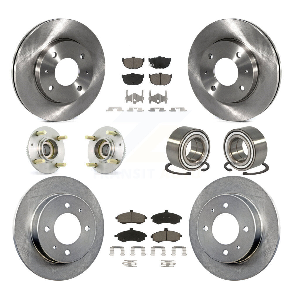 Hub Bearing Disc Brake Rotors And Pads Front Rear Kit (10Pc) For Hyundai Elantra